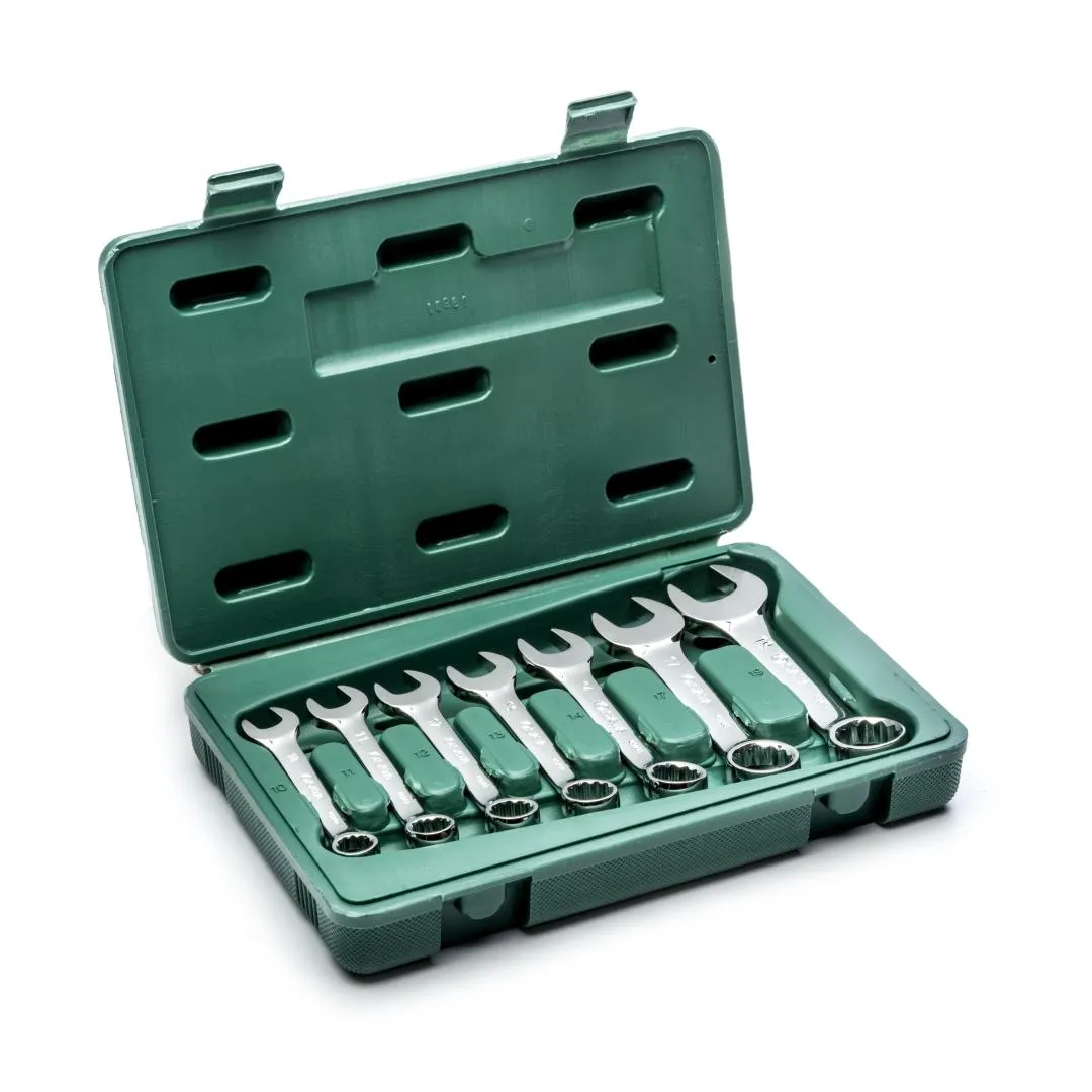 JUEGO LLAVE COMBINADA CORTA (ESPEJO) ESTUCHE 7PZ 10  19MM