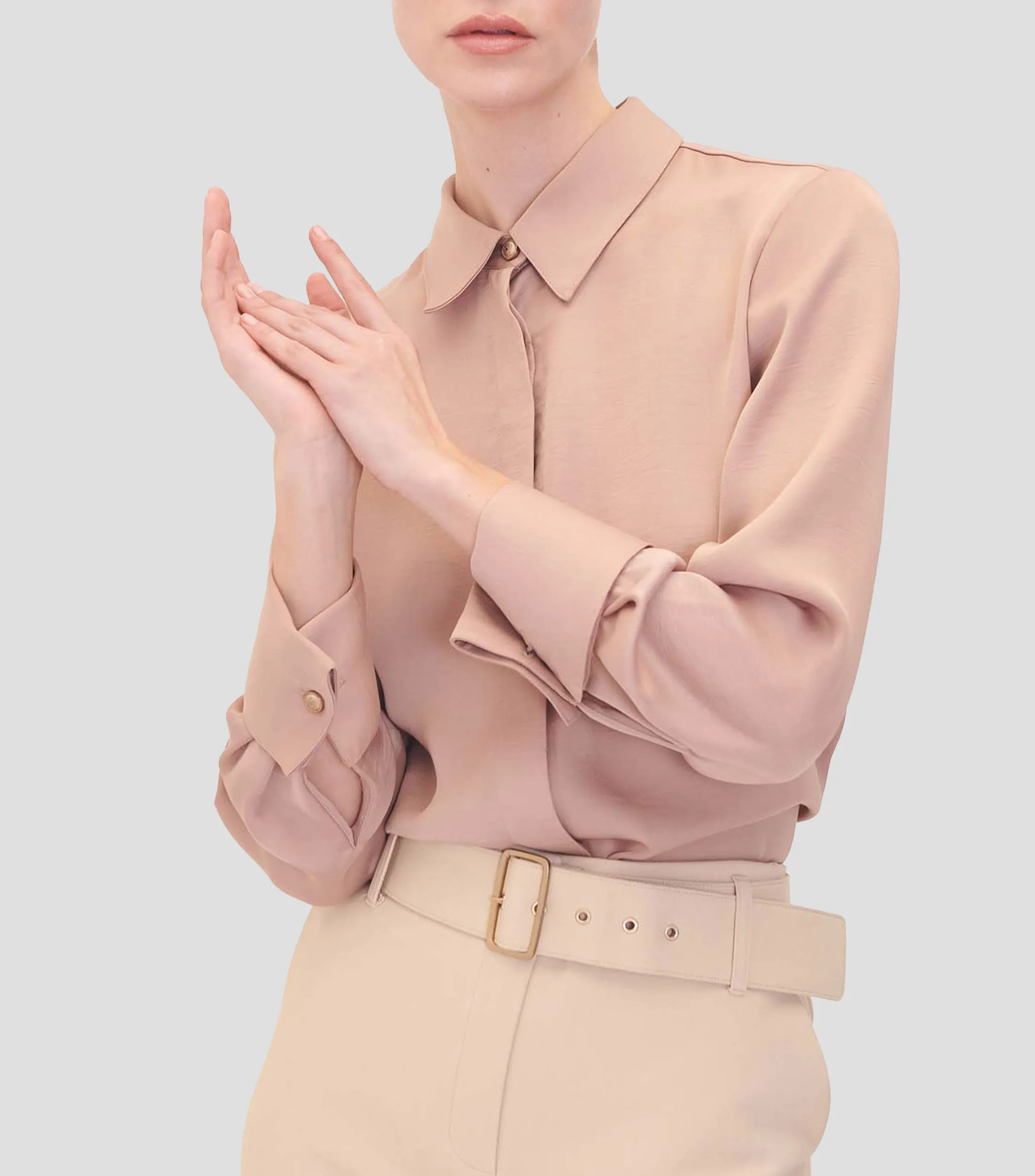 Julio Blusa Camisera Satinada Puño Francés Mujer