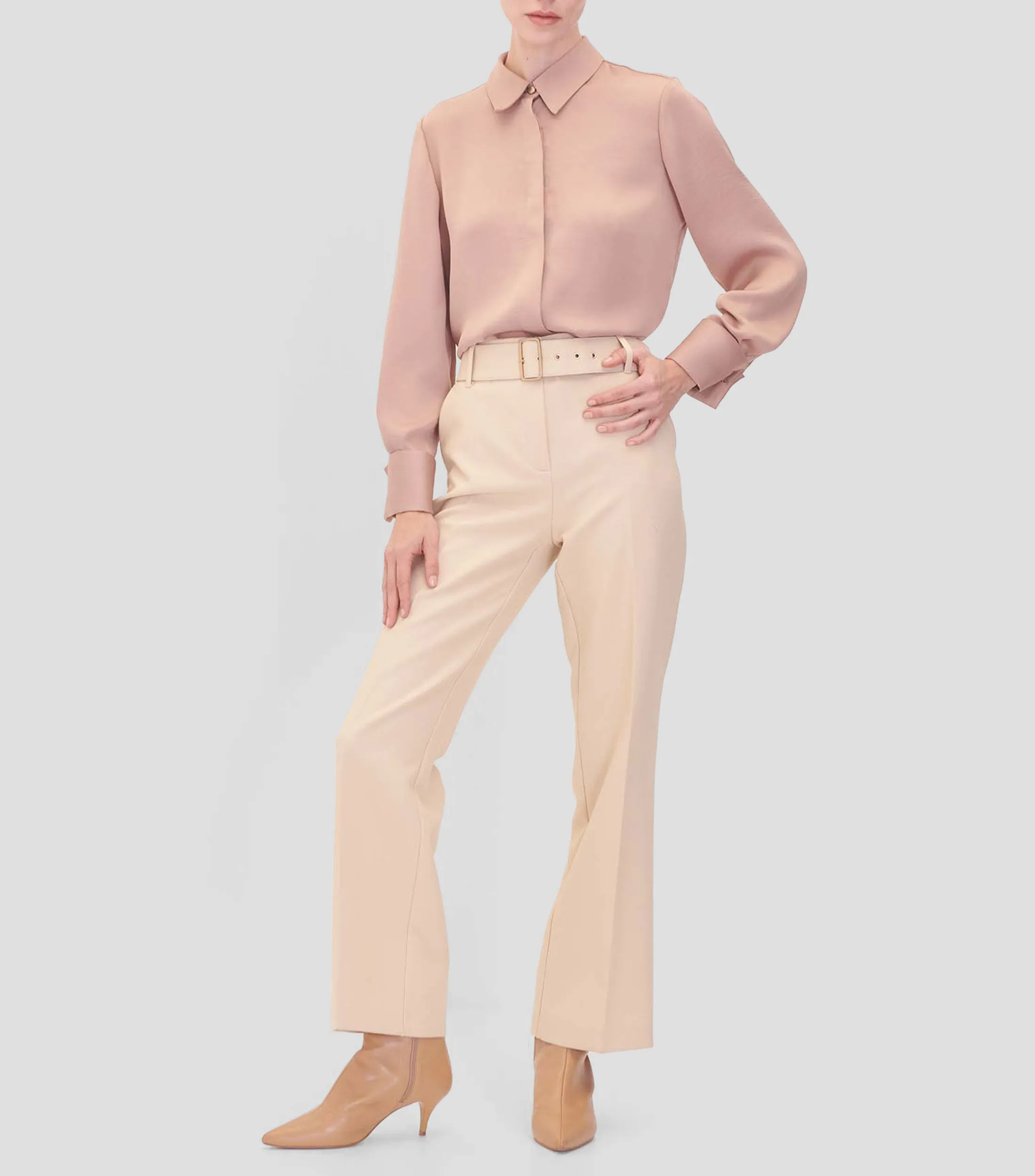 Julio Blusa Camisera Satinada Puño Francés Mujer