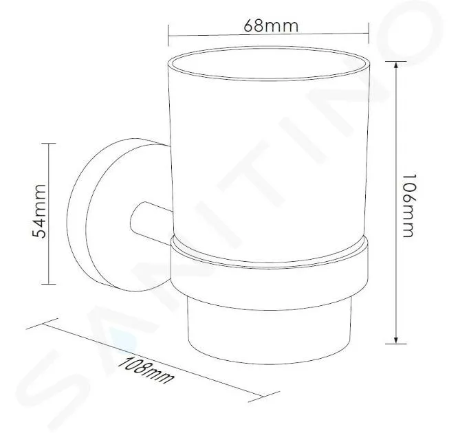 KIELLE OUDEE  VASO PARA CEPILLOS DE DIENTES Y PASTA CON SOPORTES, CRISTAL/NEGRO MATE 40002014