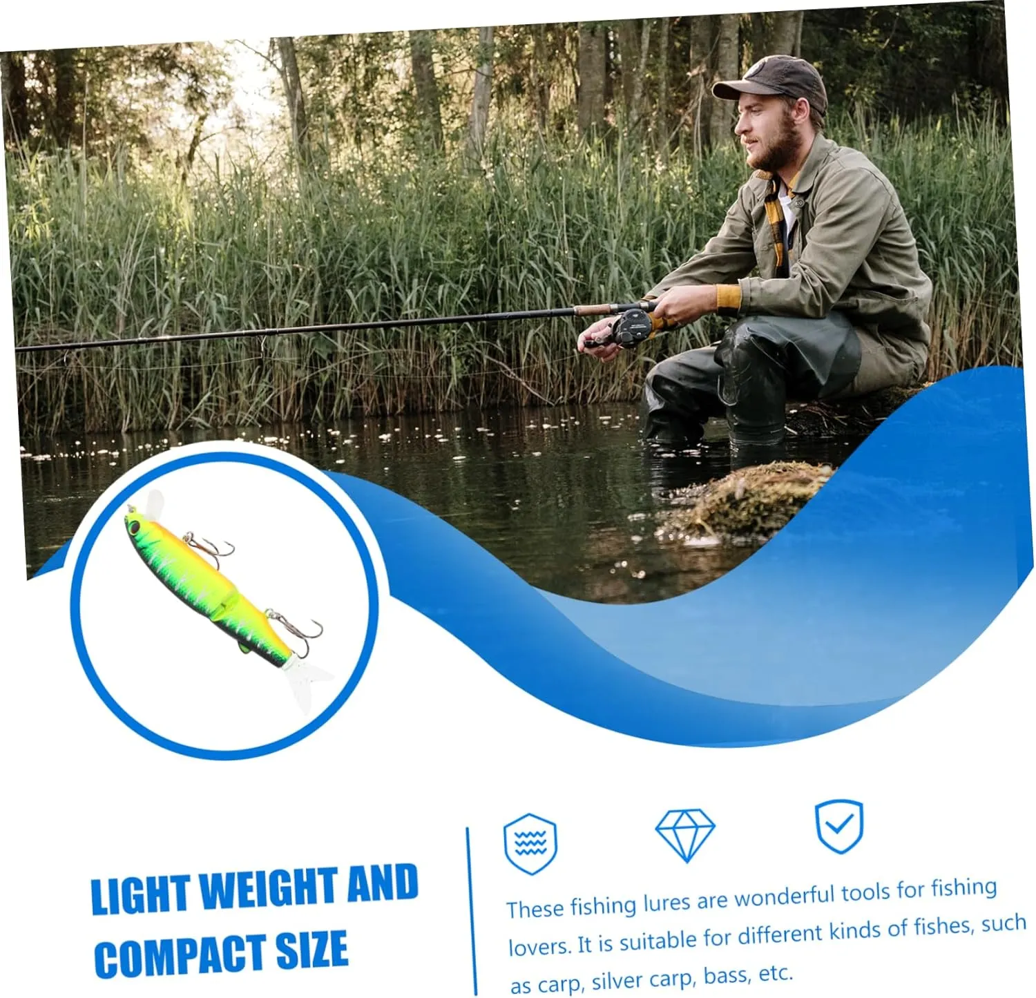 Kisangel Cebo Artificial De Pesca 3D Simulación De Forma De con Flotante ñuelo De Caza para Lago y Estanque Color Ideal para Lub
