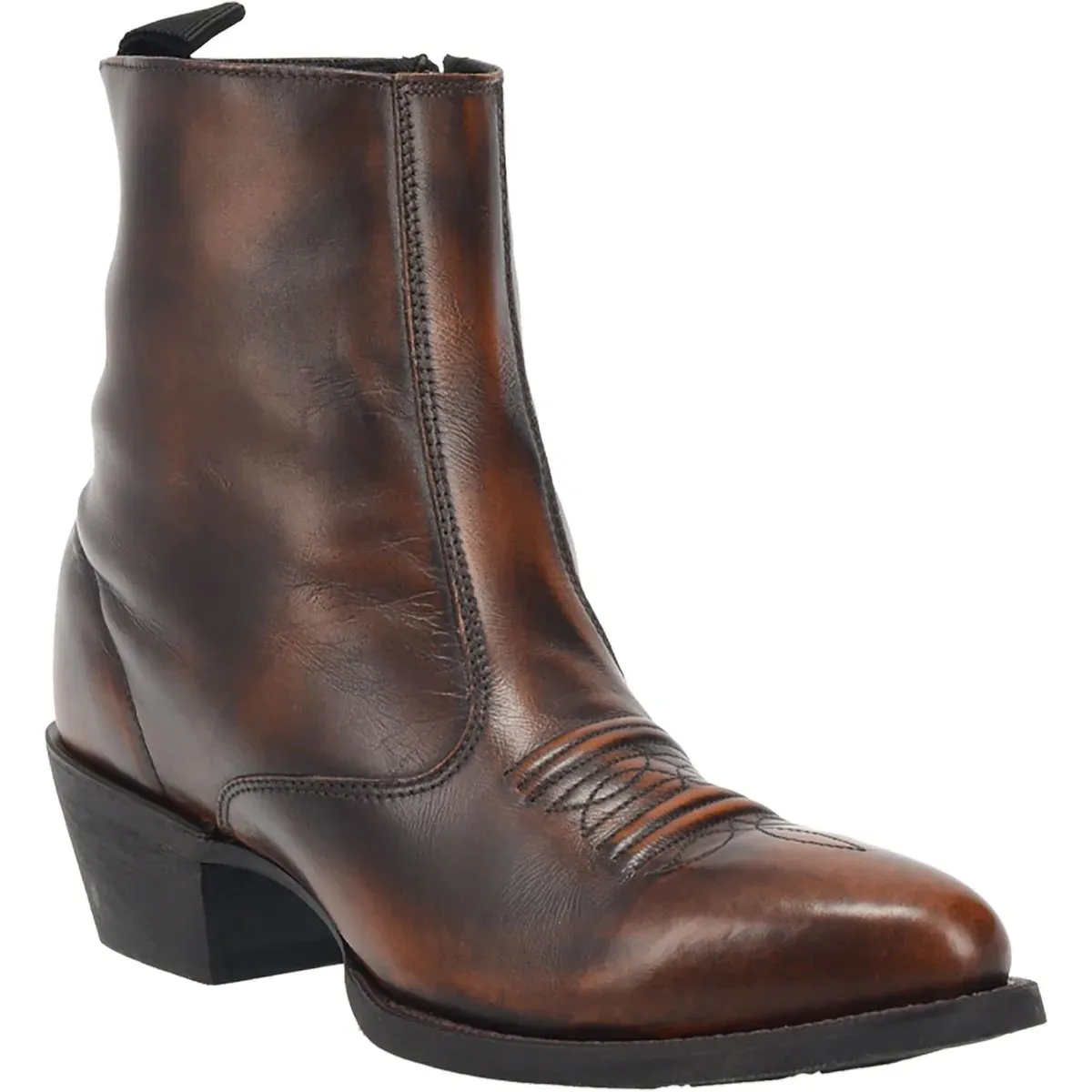 LAREDO MEN'S FLETCHER LEATHER ROUND TOE BOOTS WITH ZIPPER  TAN