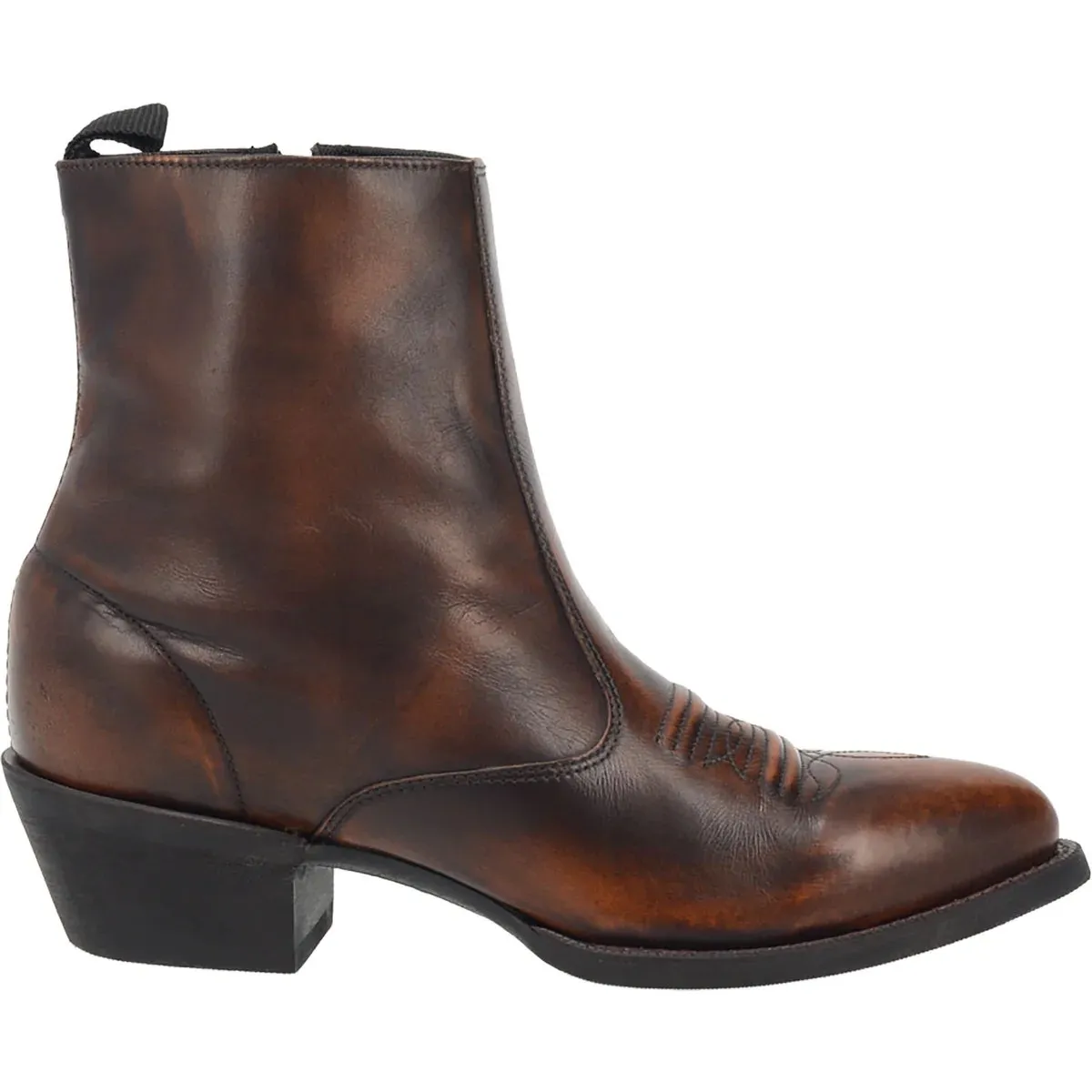 LAREDO MEN'S FLETCHER LEATHER ROUND TOE BOOTS WITH ZIPPER  TAN