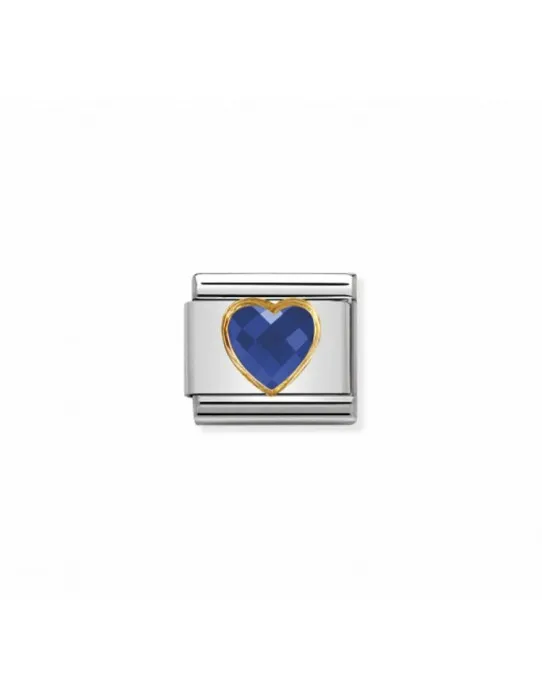 Link Nomination Acero y Oro Corazon "azul marino" 030610 007