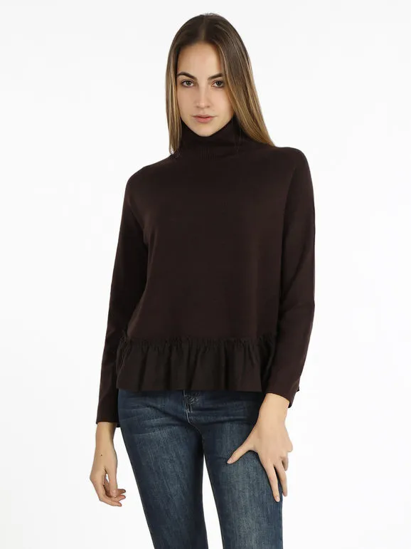 Lois & Pepe Jersey de mujer de cuello alto con volantes