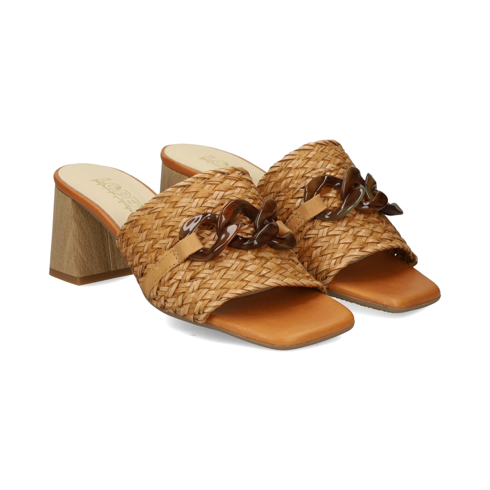 LÓPEZ Sandalias con tacón de Mujer CAMEL