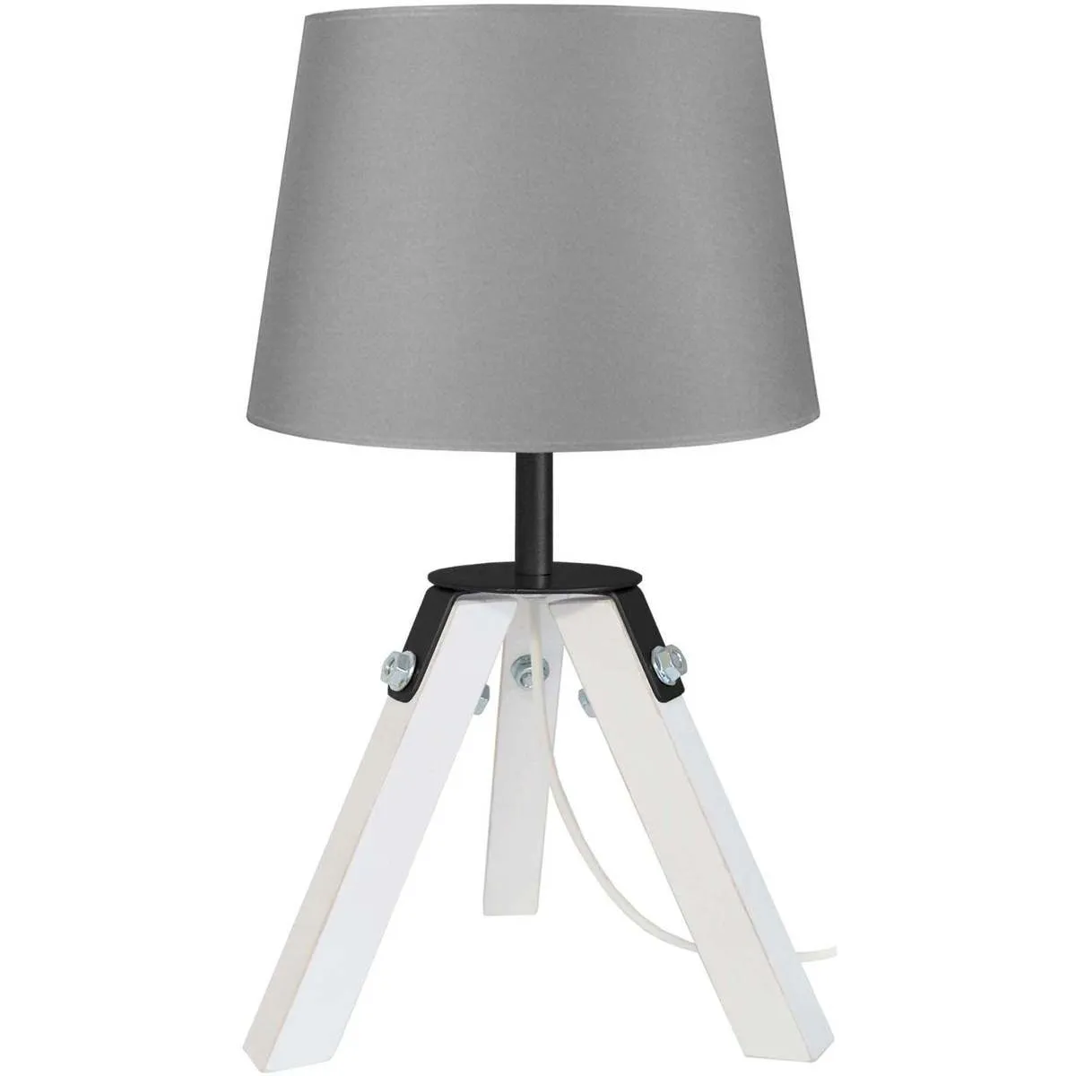 lámpara de noche redondo madera blanco y gris