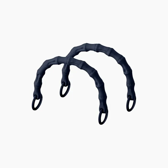 Mango corto azul marino con anillo efecto bambú
