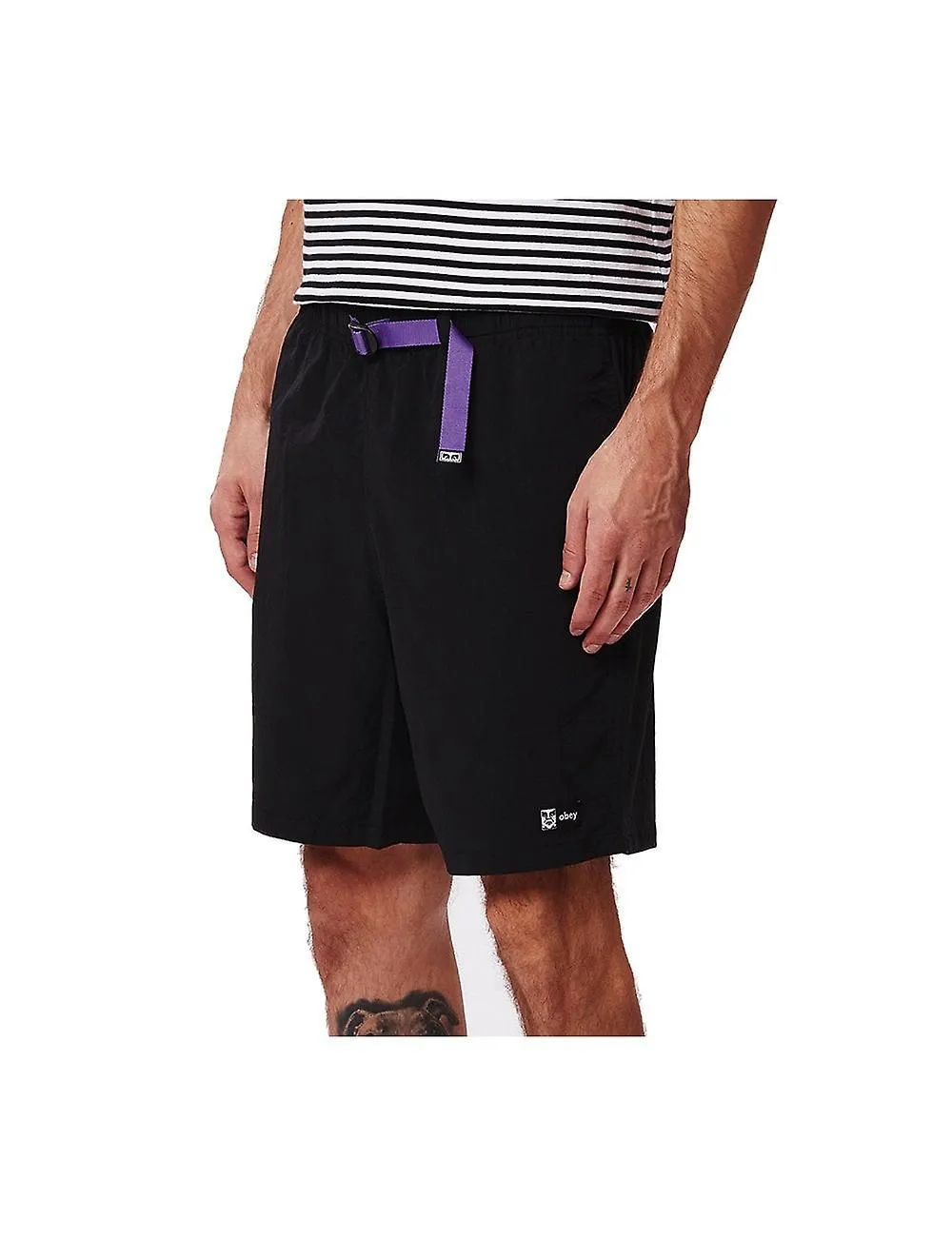 MEN'S OBEY CLOTHING EASY RELAXED TRACK SHORTS  BLACK