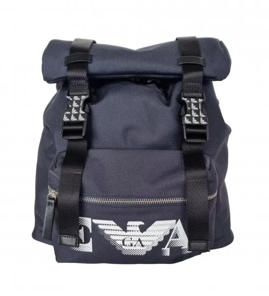 Mochila pequeña Emporio Armani de tejido azul para hombre