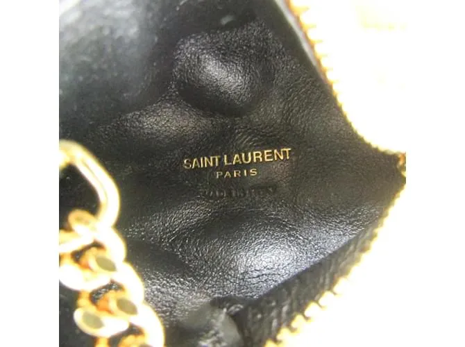 Monedero de cuero amarillo acolchado Saint Laurent 