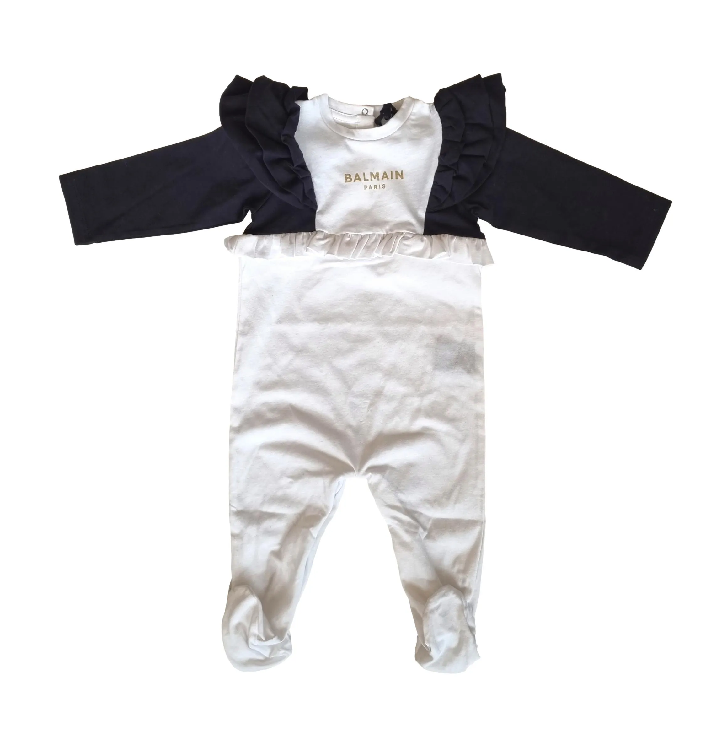 Mono, pelele, gorro y babero para bebé niña Balmain en algodón