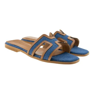 MOSAICSandalias Planas Mosaic Denim y Cuero Joyj