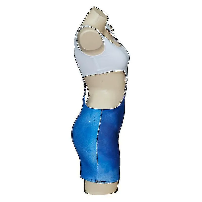 MOVIE PRETTY WOMAN JULIA ROBERTS COSPLAY VIVIAN WARD SEXY BLUE BARE WAIST TIEDYE CUTOUT DRESS  TA