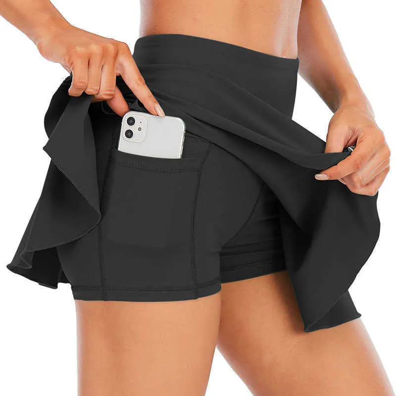 Naked Feeling with Pocket Fitness Dance Yoga Outfits Faldas Deportes Falda de tenis plisada Ropa de gimnasia Ropa interior de mu