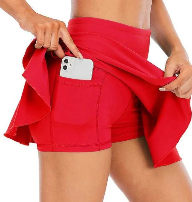 Naked Feeling with Pocket Fitness Dance Yoga Outfits Faldas Deportes Falda de tenis plisada Ropa de gimnasia Ropa interior de mu