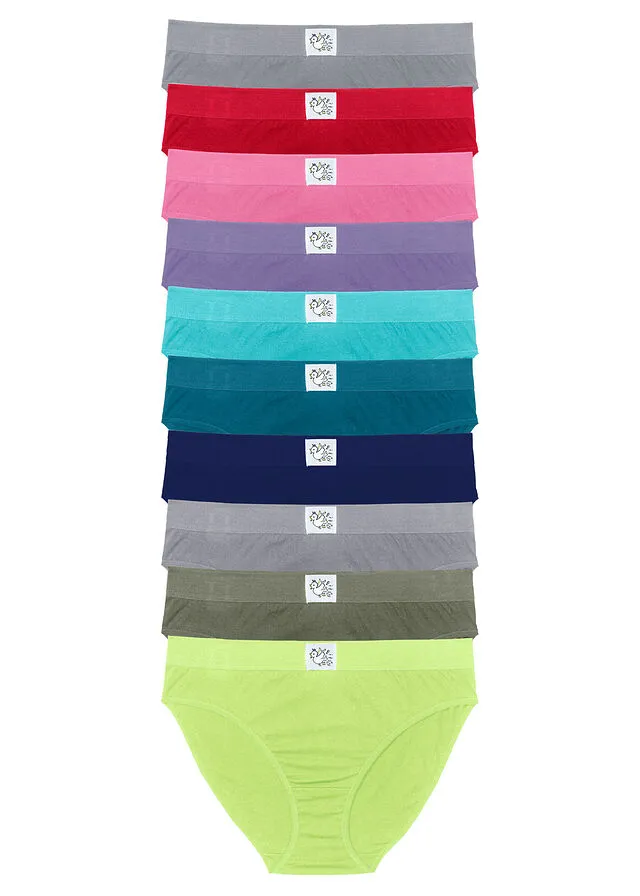 Pack de 10 bragas Varios colores + gris claro jaspeado