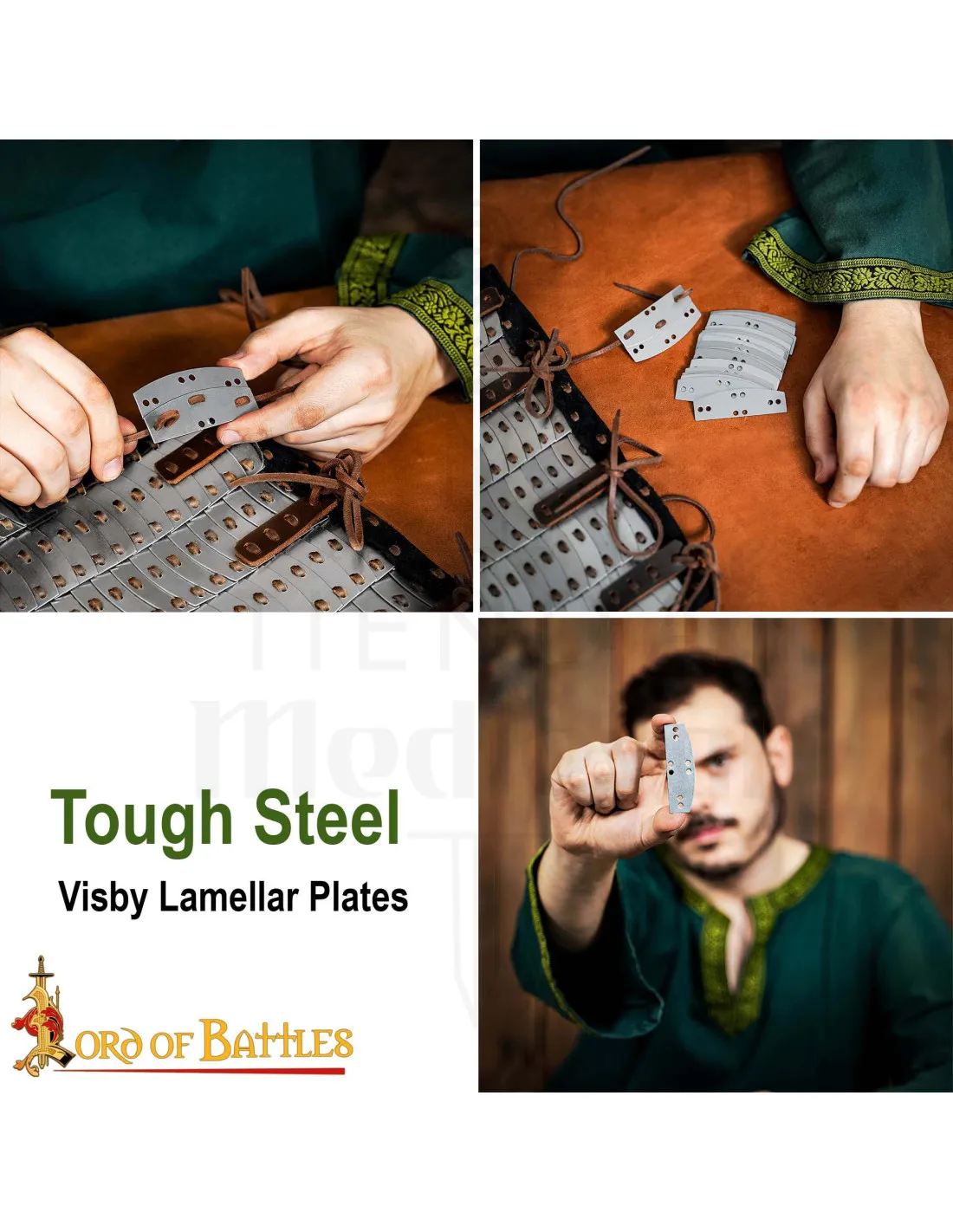 Pack de 100 placas acero para armadura lamelar vikinga Visby