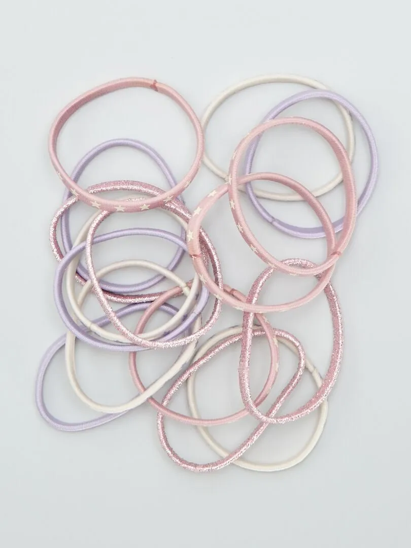 PACK DE GOMAS PARA EL PELO PLANAS DE COLORES  ROSA