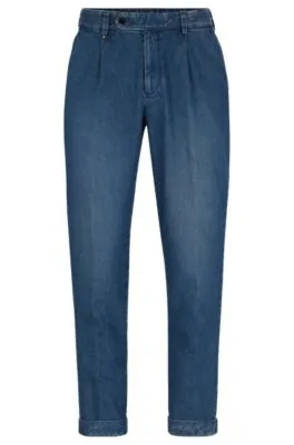 Pantalones slim fit en denim de algodón azul