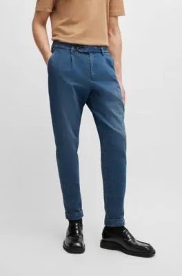 Pantalones slim fit en denim de algodón azul