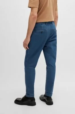 Pantalones slim fit en denim de algodón azul