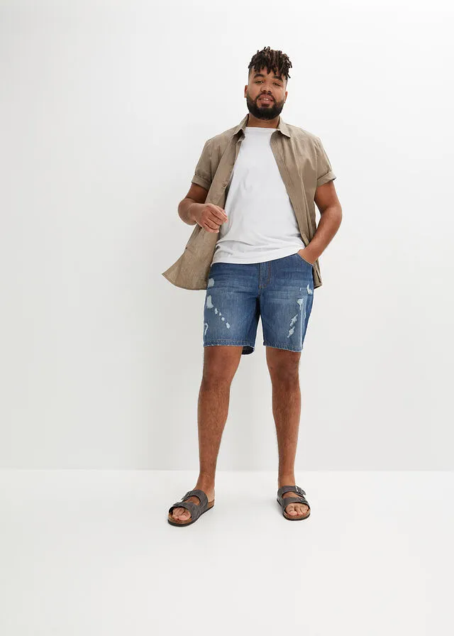 Pantalón corto vaquero Azul intermedio vaquero desgastado