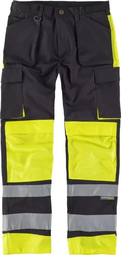 Pantalón multibolsillos alta visibilidad Negro / Amarillo