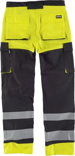 Pantalón multibolsillos alta visibilidad Negro / Amarillo