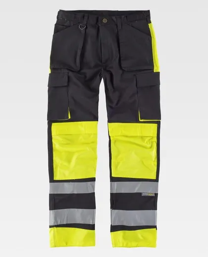 Pantalón multibolsillos alta visibilidad Negro / Amarillo
