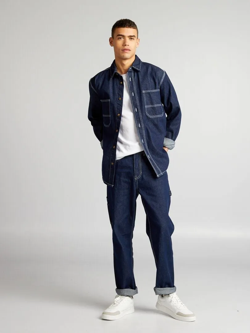 PANTALóN VAQUERO ESTILO CARPINTERO  AZUL
