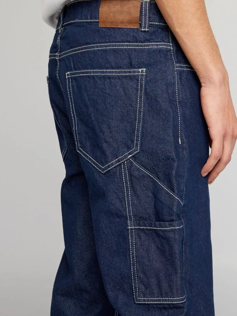 PANTALóN VAQUERO ESTILO CARPINTERO  AZUL