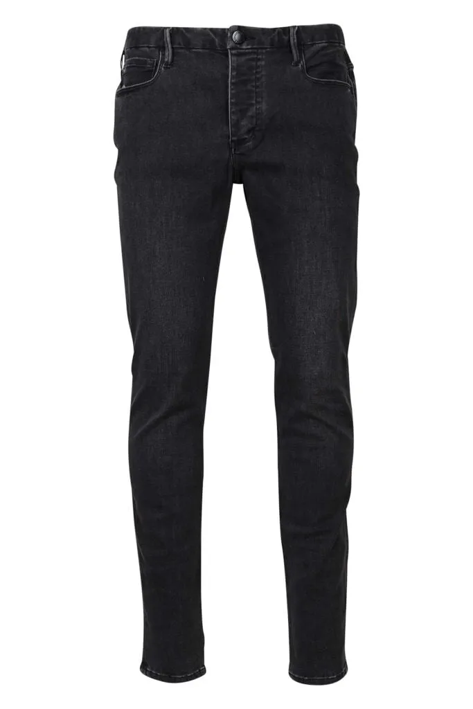 Pantalón vaquero negro con minilogo águila y texto
