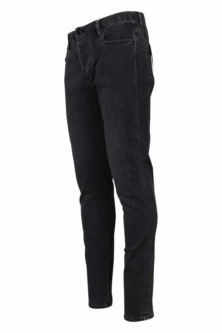 Pantalón vaquero negro con minilogo águila y texto