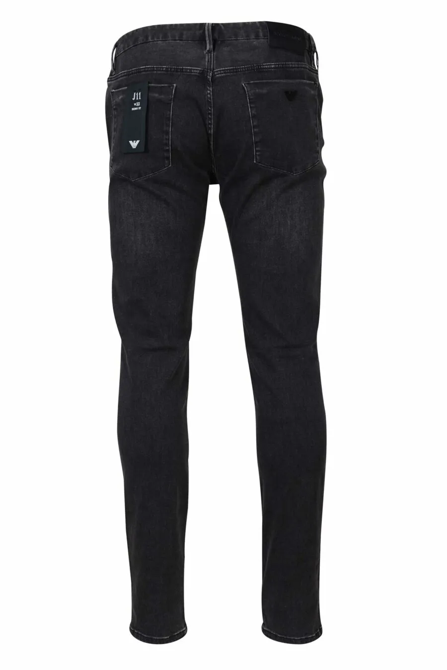Pantalón vaquero negro con minilogo águila y texto