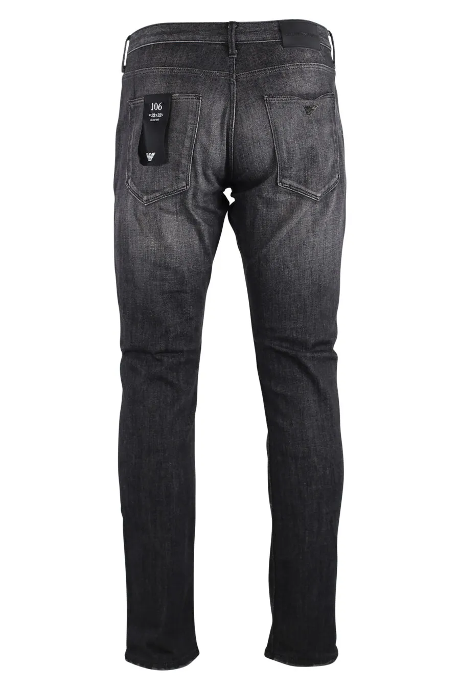 Pantalón vaquero negro desteñido con logo águila plateado