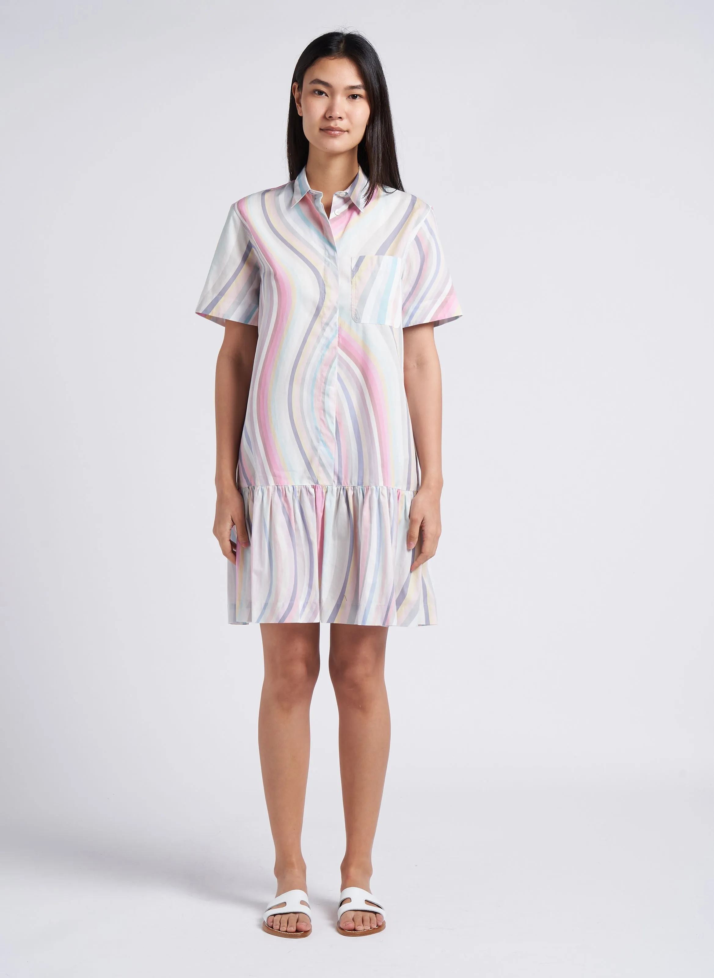 PAUL SMITH Vestido camisero corto de algodón estampado en multicolor