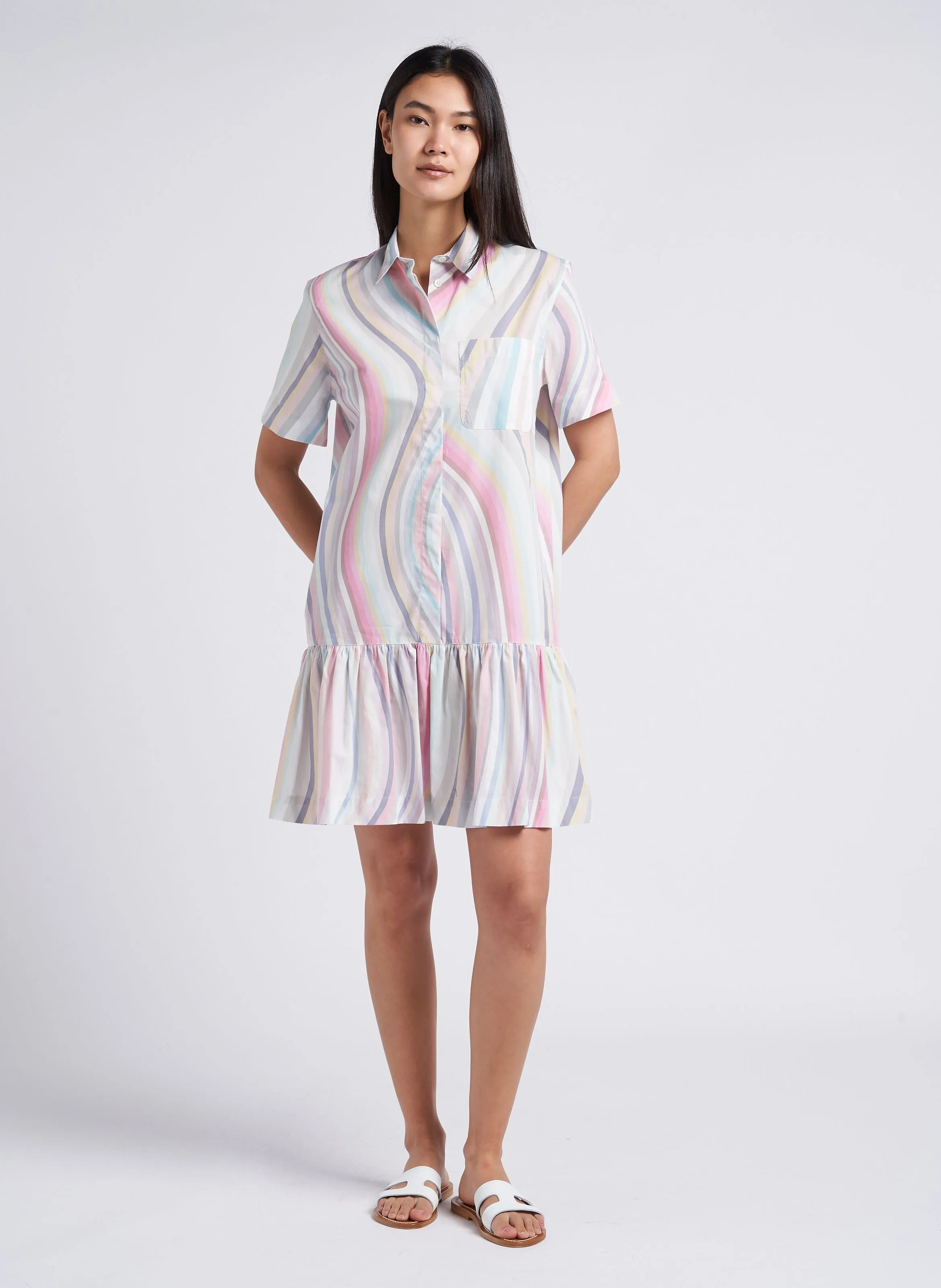 PAUL SMITH Vestido camisero corto de algodón estampado en multicolor