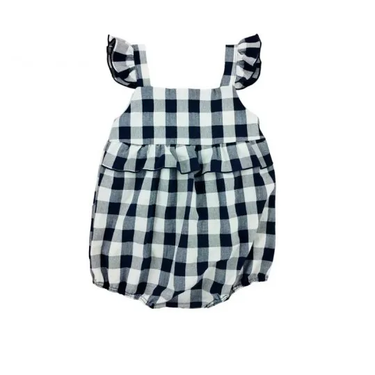 Pelele bebé niña Rapife cuadros azul marino