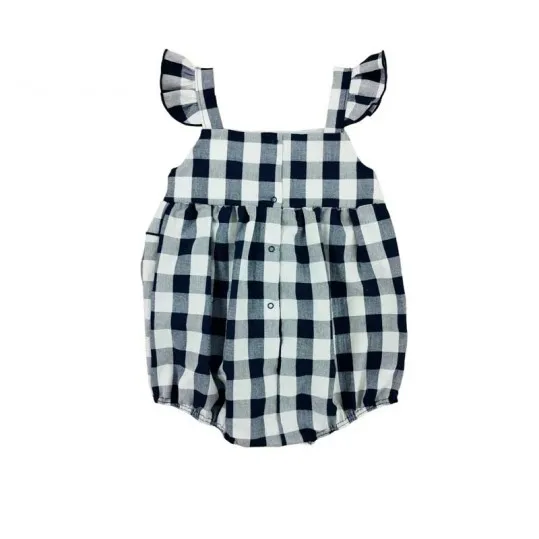 Pelele bebé niña Rapife cuadros azul marino