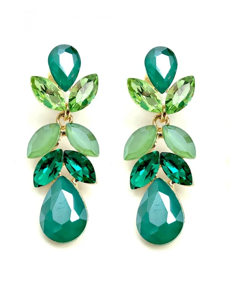 PENDIENTES DE BISUTERIA FINA VERDES MUY BONITOS PARA BODAS