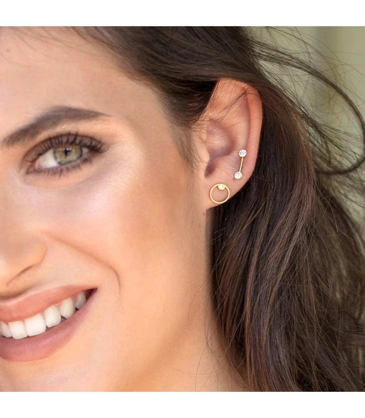 Pendientes Space Oro Amarillo 18K Círculo line