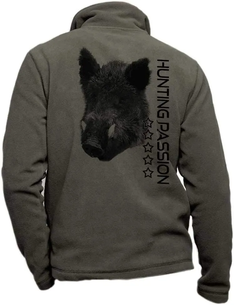 PETSEASY CHAQUETA POLAR CON JABALí Y HUNTING PASION  ROPA DE CAZA PERSONALIZADA CON UN JUEGO