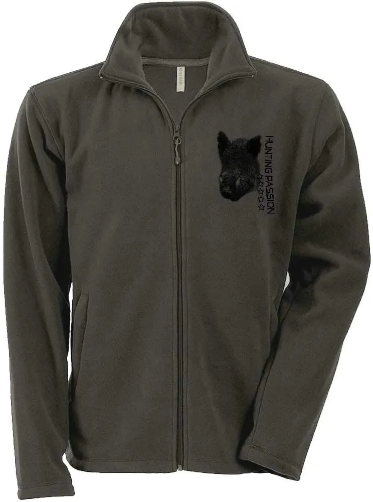 PETSEASY CHAQUETA POLAR CON JABALí Y HUNTING PASION  ROPA DE CAZA PERSONALIZADA CON UN JUEGO
