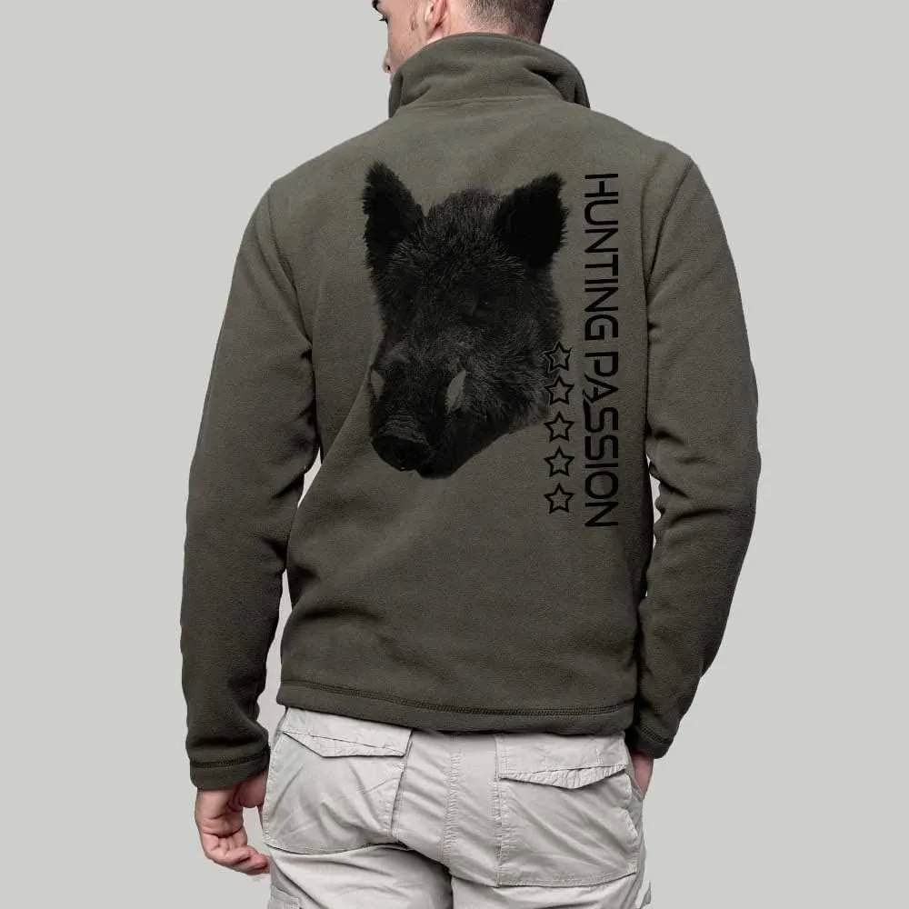PETSEASY CHAQUETA POLAR CON JABALí Y HUNTING PASION  ROPA DE CAZA PERSONALIZADA CON UN JUEGO