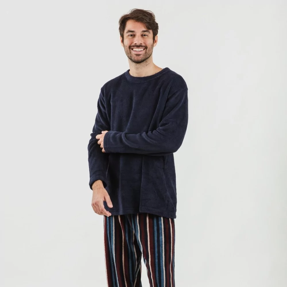 Pijama coral hombre Raya Detroit azul marino