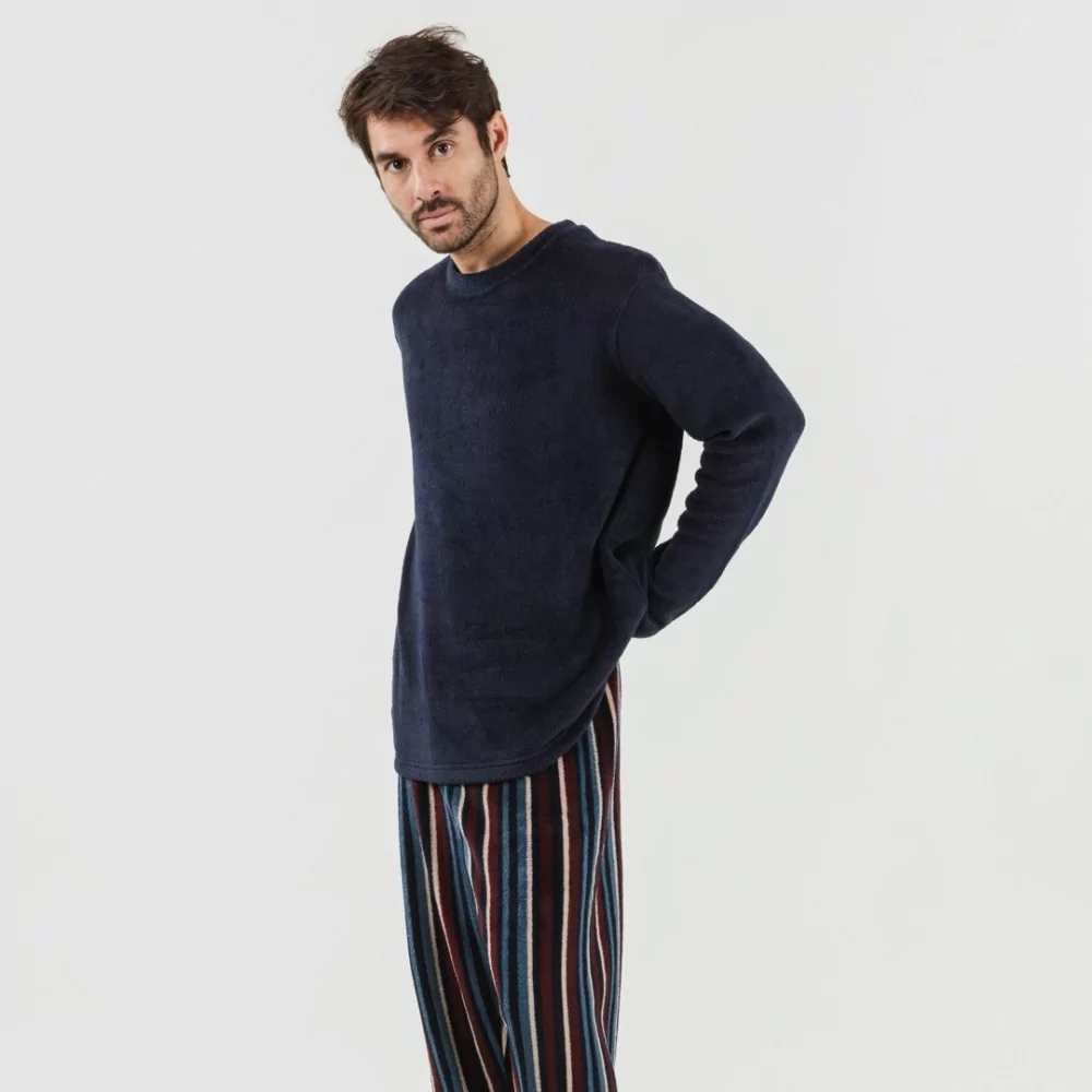 Pijama coral hombre Raya Detroit azul marino