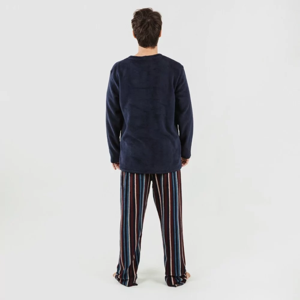 Pijama coral hombre Raya Detroit azul marino