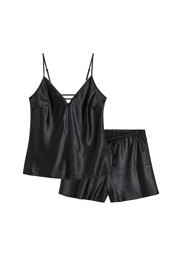 Pijama corto Negro