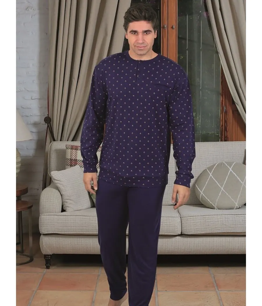 Pijama invierno hombre Blanca Hernández azul algodón
